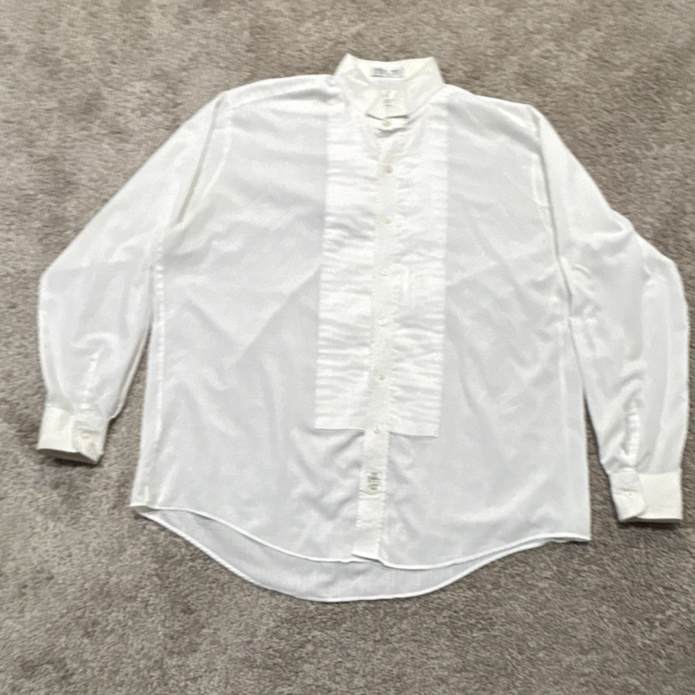 Neil Allyn White Tuxedo Formal Shirt Pleated Bib Front XL 36/37 Long Sleeve